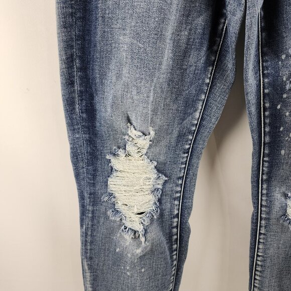 Judy Blue Jeans Womens 7/28 Blue Distressed Boyfriend Fit Button Fly JB2169LT - Picture 4 of 13